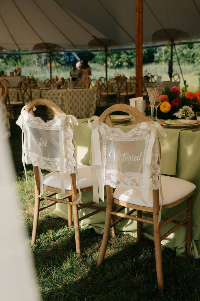 Tented wedding at Wandby Landing in Kennebunk, Maine. 