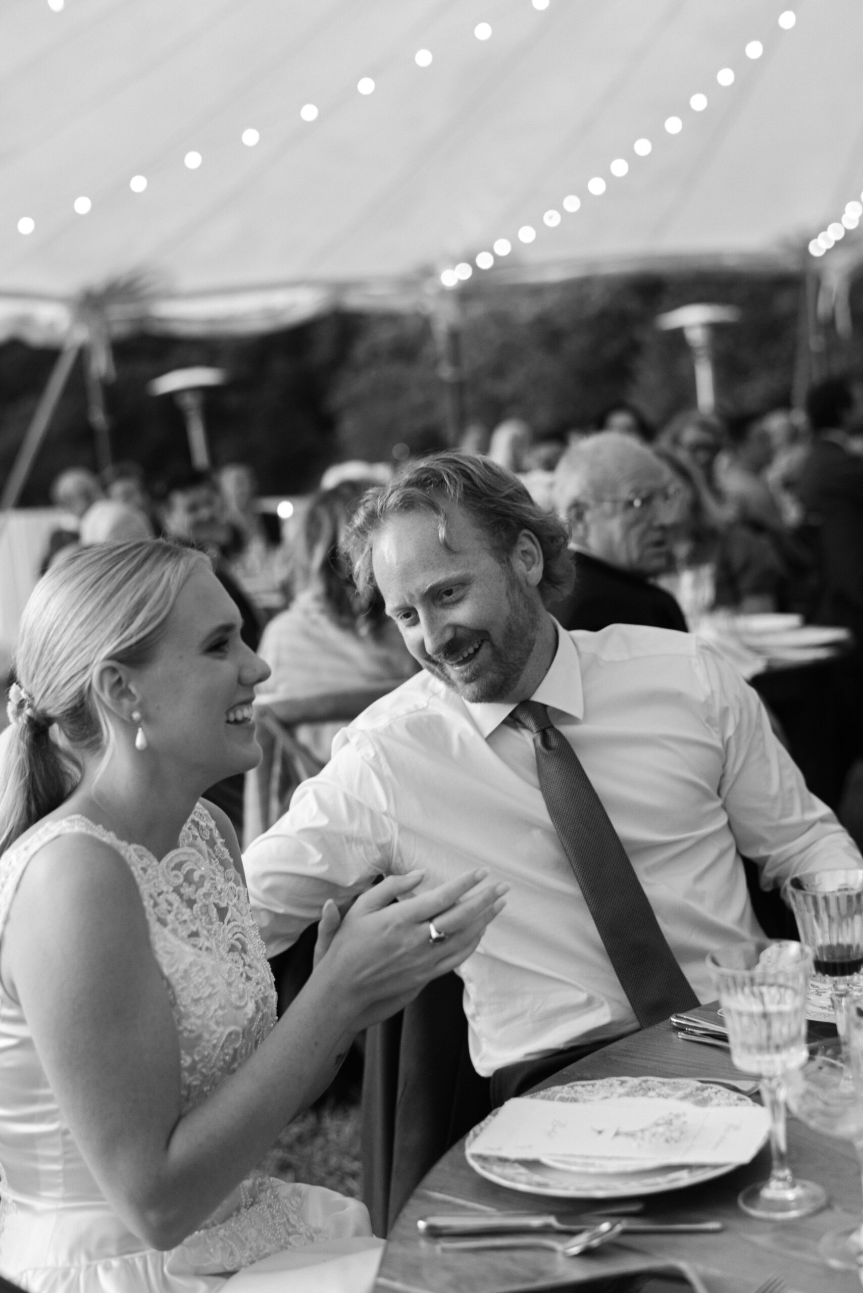 Bride and Groom at their private estate tented wedding in southern Maine.